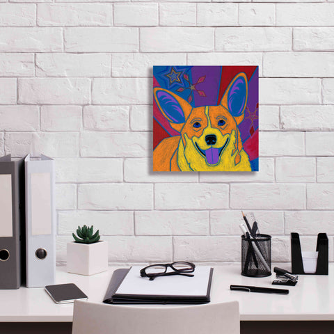 Image of 'Joyful Corgi' by Angela Bond Giclee Canvas Wall Art,12x12