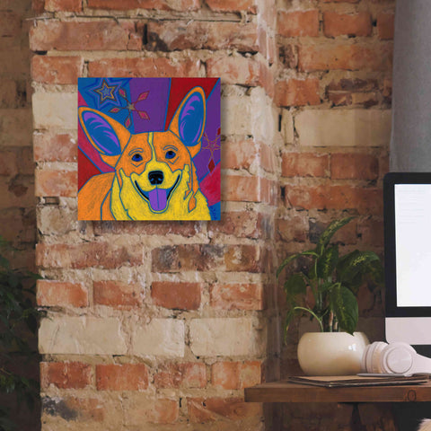 Image of 'Joyful Corgi' by Angela Bond Giclee Canvas Wall Art,12x12