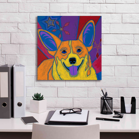 Image of 'Joyful Corgi' by Angela Bond Giclee Canvas Wall Art,18x18