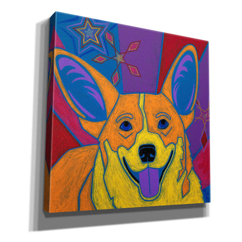 Image of 'Joyful Corgi' by Angela Bond Giclee Canvas Wall Art