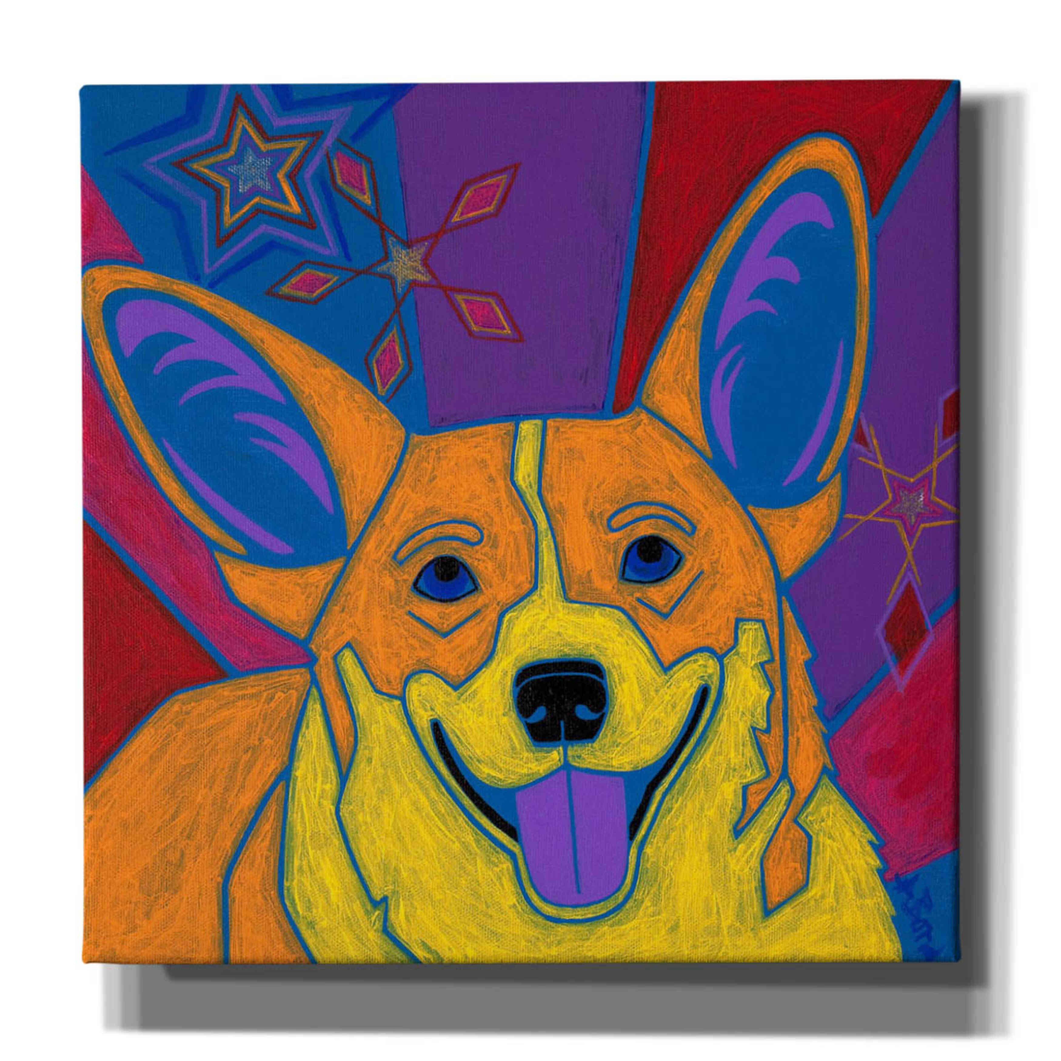 'Joyful Corgi' by Angela Bond Giclee Canvas Wall Art