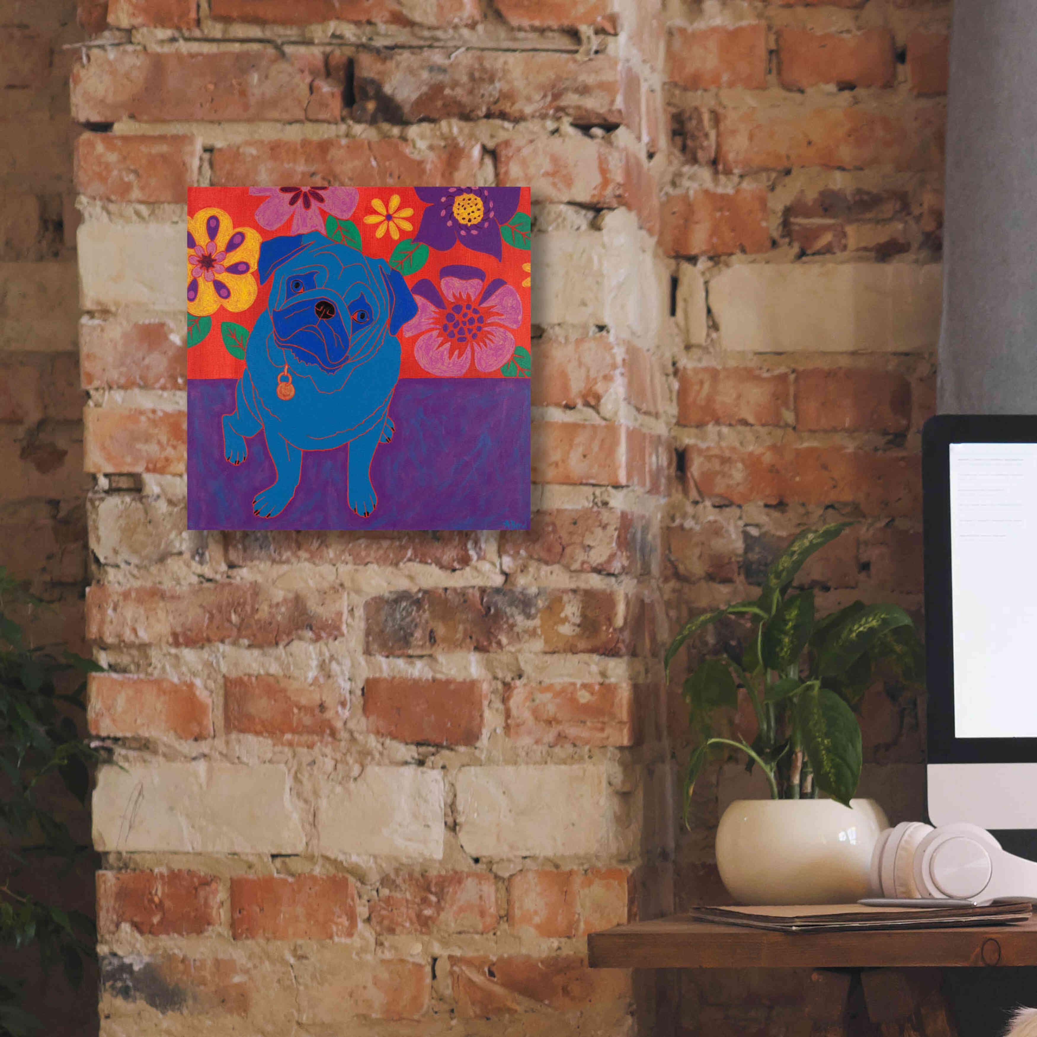 'Perspicacious Pug' by Angela Bond Giclee Canvas Wall Art,12x12