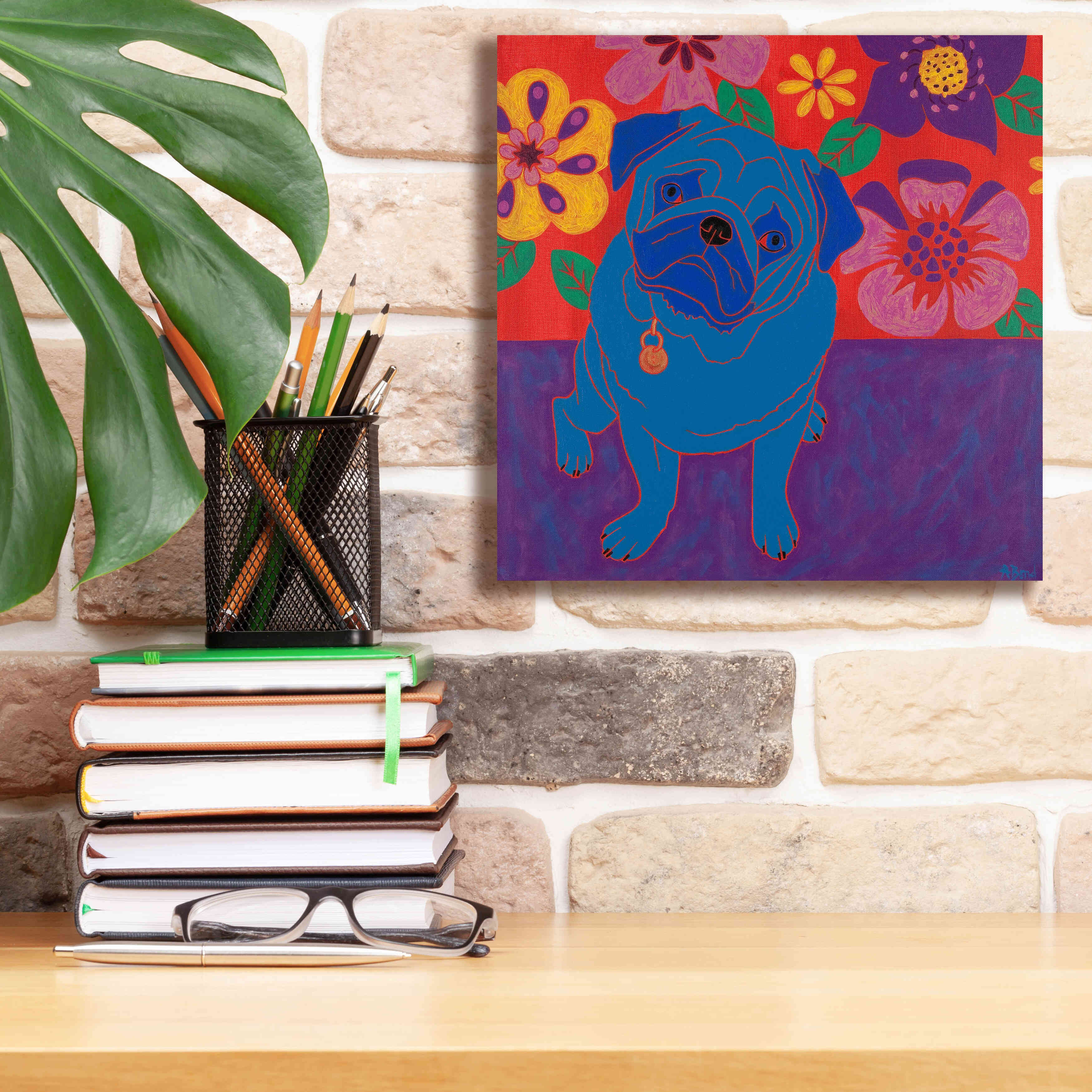 'Perspicacious Pug' by Angela Bond Giclee Canvas Wall Art,12x12