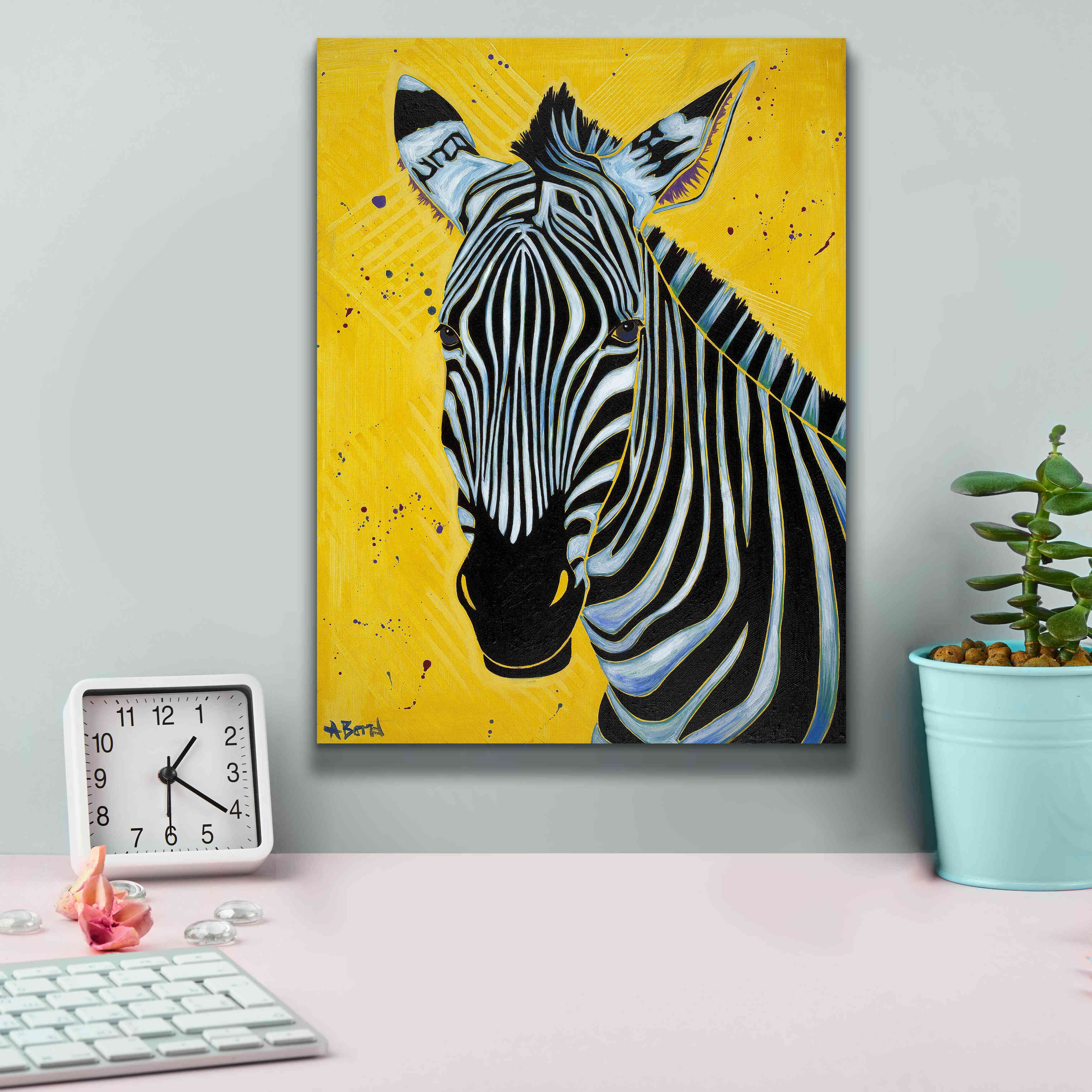 'Zebra' by Angela Bond Giclee Canvas Wall Art,12x16