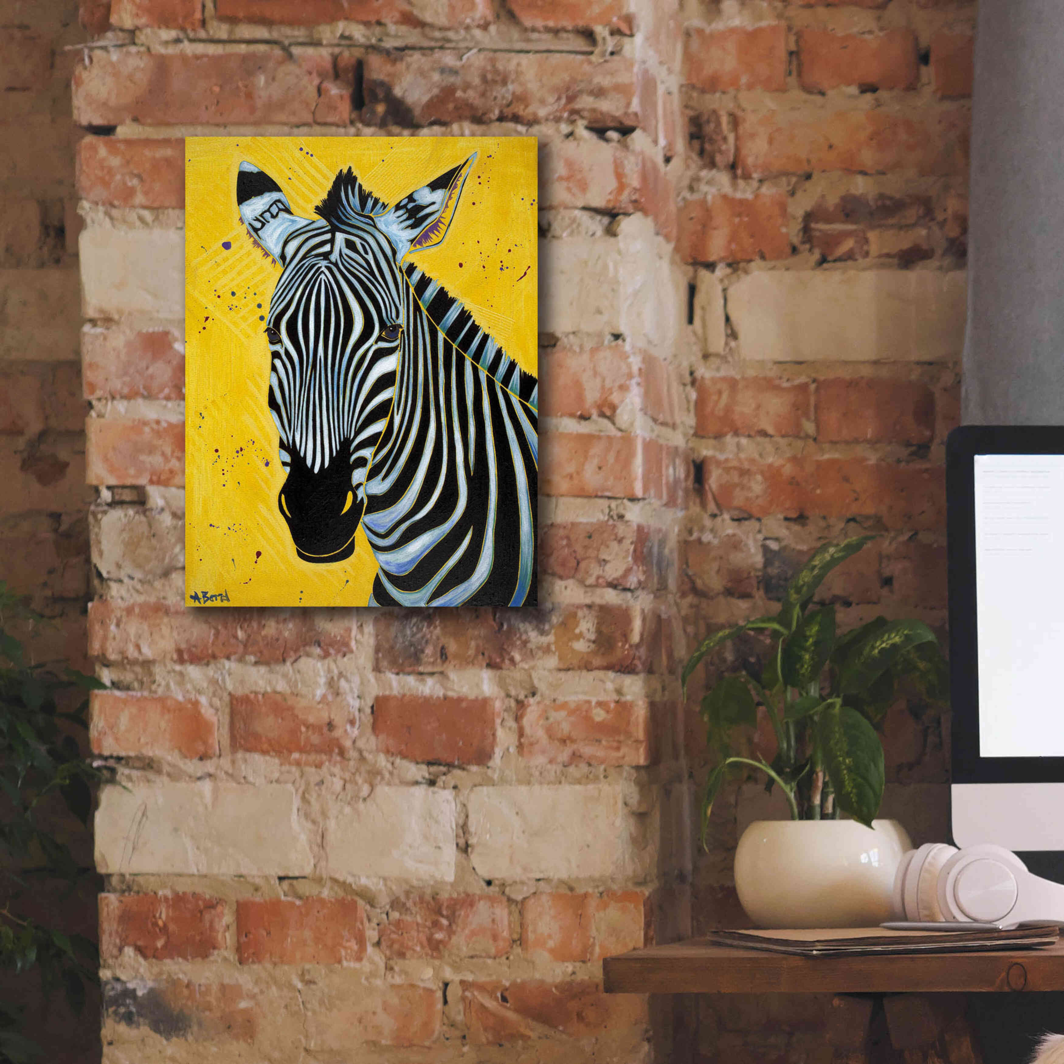 'Zebra' by Angela Bond Giclee Canvas Wall Art,12x16