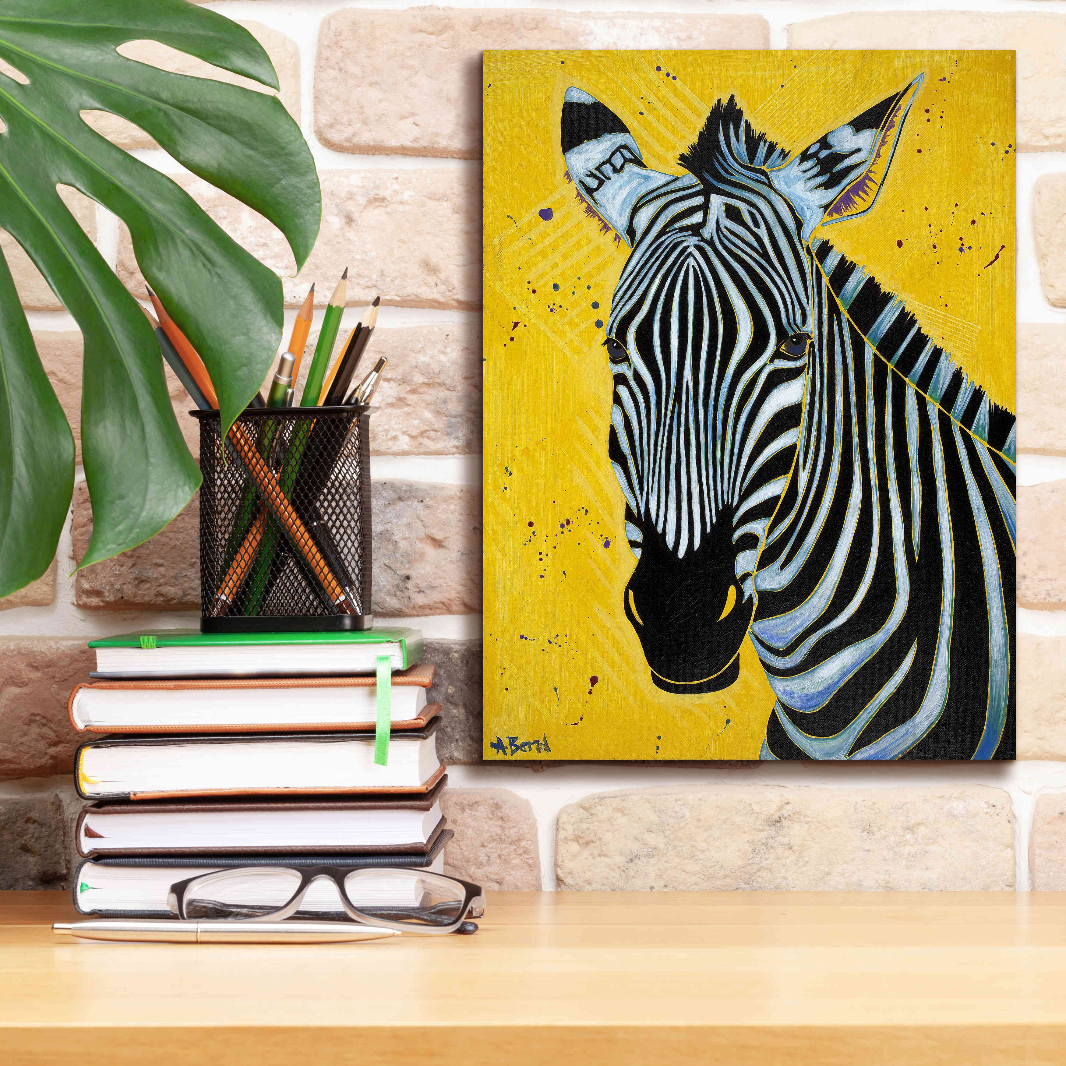 'Zebra' by Angela Bond Giclee Canvas Wall Art,12x16