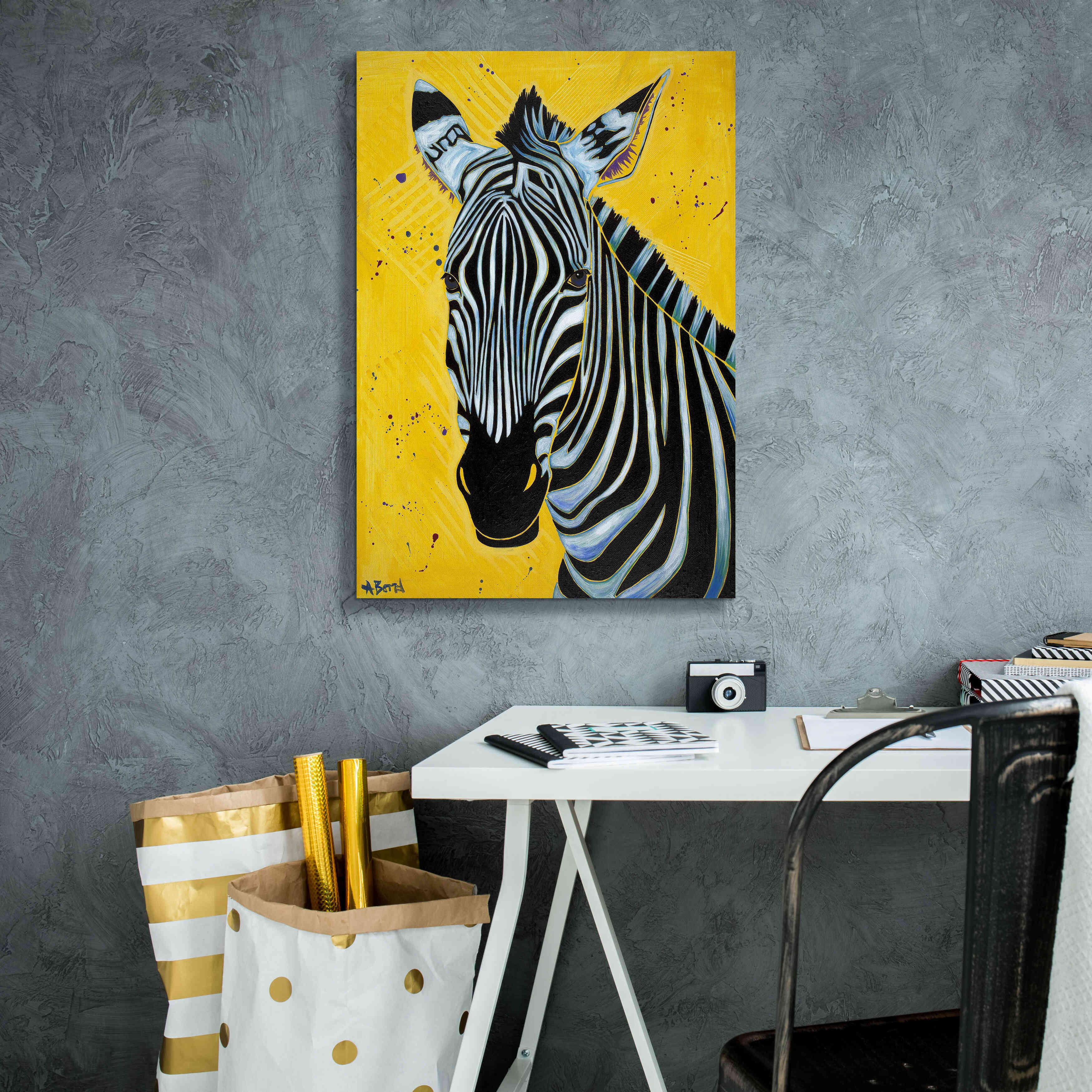 'Zebra' by Angela Bond Giclee Canvas Wall Art,18x26
