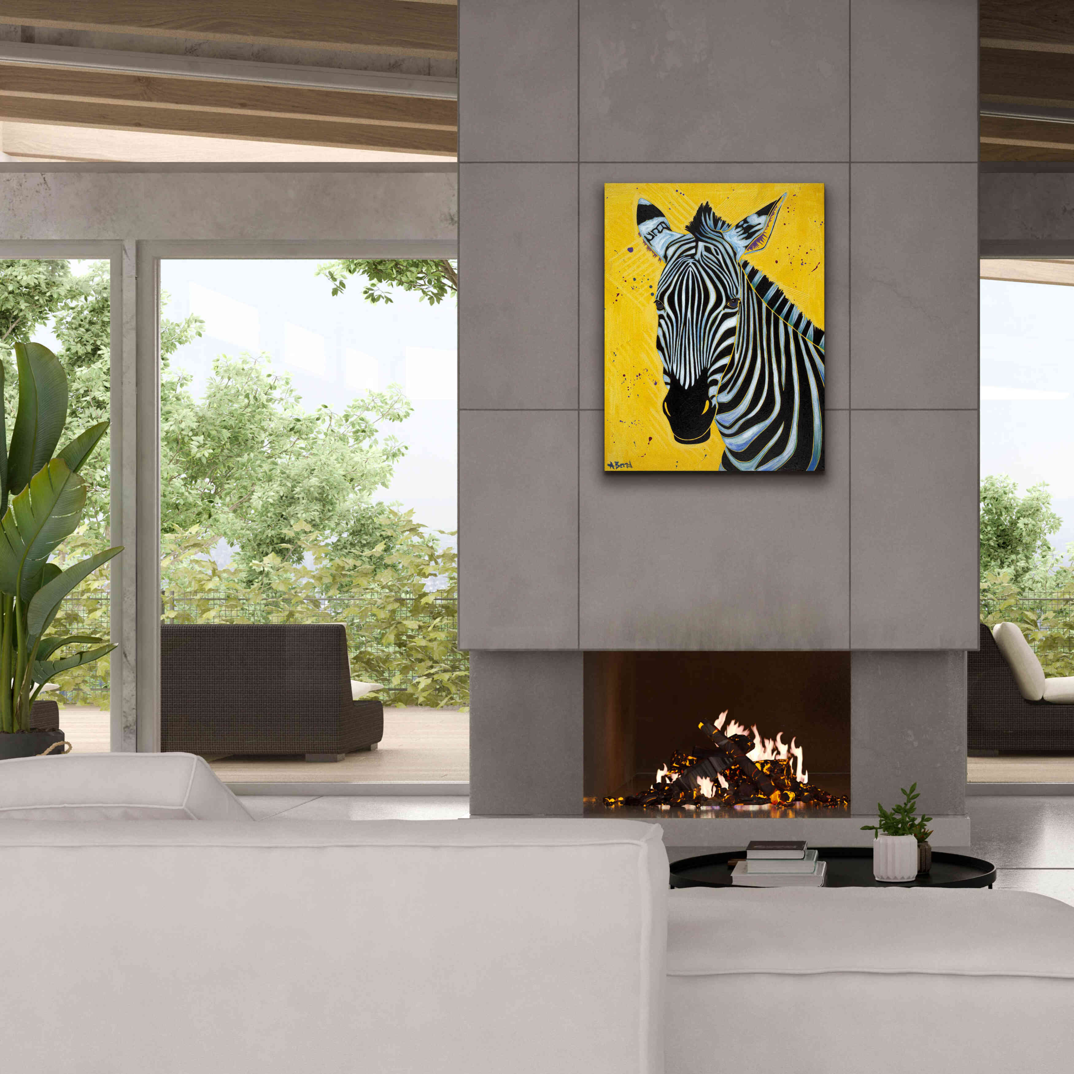 'Zebra' by Angela Bond Giclee Canvas Wall Art,26x34