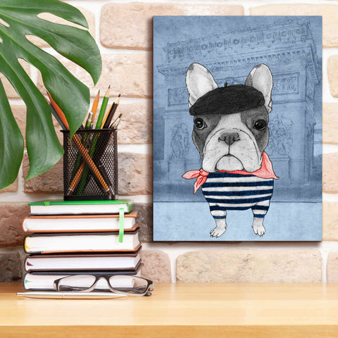 Image of 'French Bulldog with Arc de Triomphe' by Barruf Giclee Canvas Wall Art,12x16