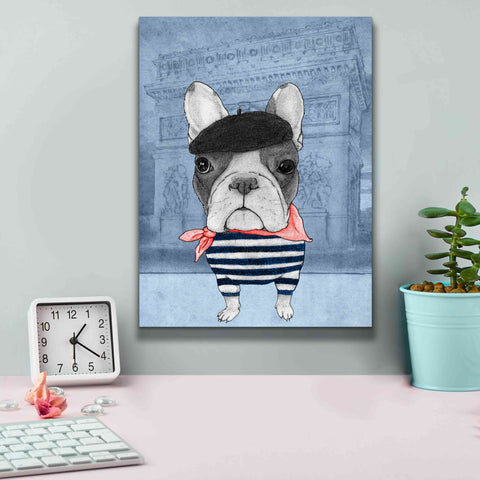 Image of 'French Bulldog with Arc de Triomphe' by Barruf Giclee Canvas Wall Art,12x16