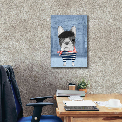 Image of 'French Bulldog with Arc de Triomphe' by Barruf Giclee Canvas Wall Art,18x26