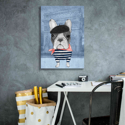 Image of 'French Bulldog with Arc de Triomphe' by Barruf Giclee Canvas Wall Art,18x26