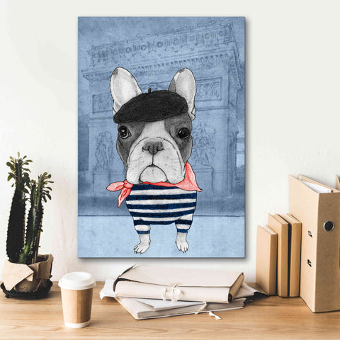 Image of 'French Bulldog with Arc de Triomphe' by Barruf Giclee Canvas Wall Art,18x26