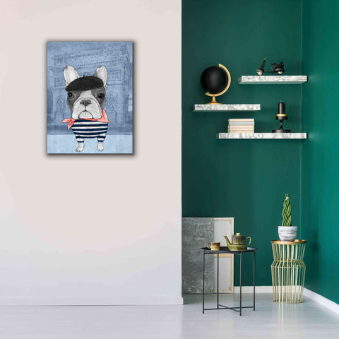 Image of 'French Bulldog with Arc de Triomphe' by Barruf Giclee Canvas Wall Art,26x34