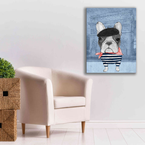 Image of 'French Bulldog with Arc de Triomphe' by Barruf Giclee Canvas Wall Art,26x34