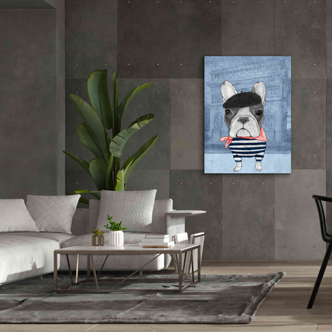 Image of 'French Bulldog with Arc de Triomphe' by Barruf Giclee Canvas Wall Art,40x54