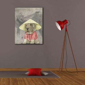 'Shar Pei with the Great Wall' by Barruf Giclee Canvas Wall Art,26x34