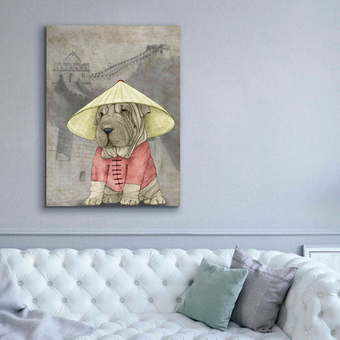 'Shar Pei with the Great Wall' by Barruf Giclee Canvas Wall Art,40x54
