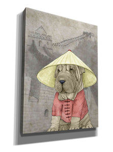 'Shar Pei with the Great Wall' by Barruf Giclee Canvas Wall Art