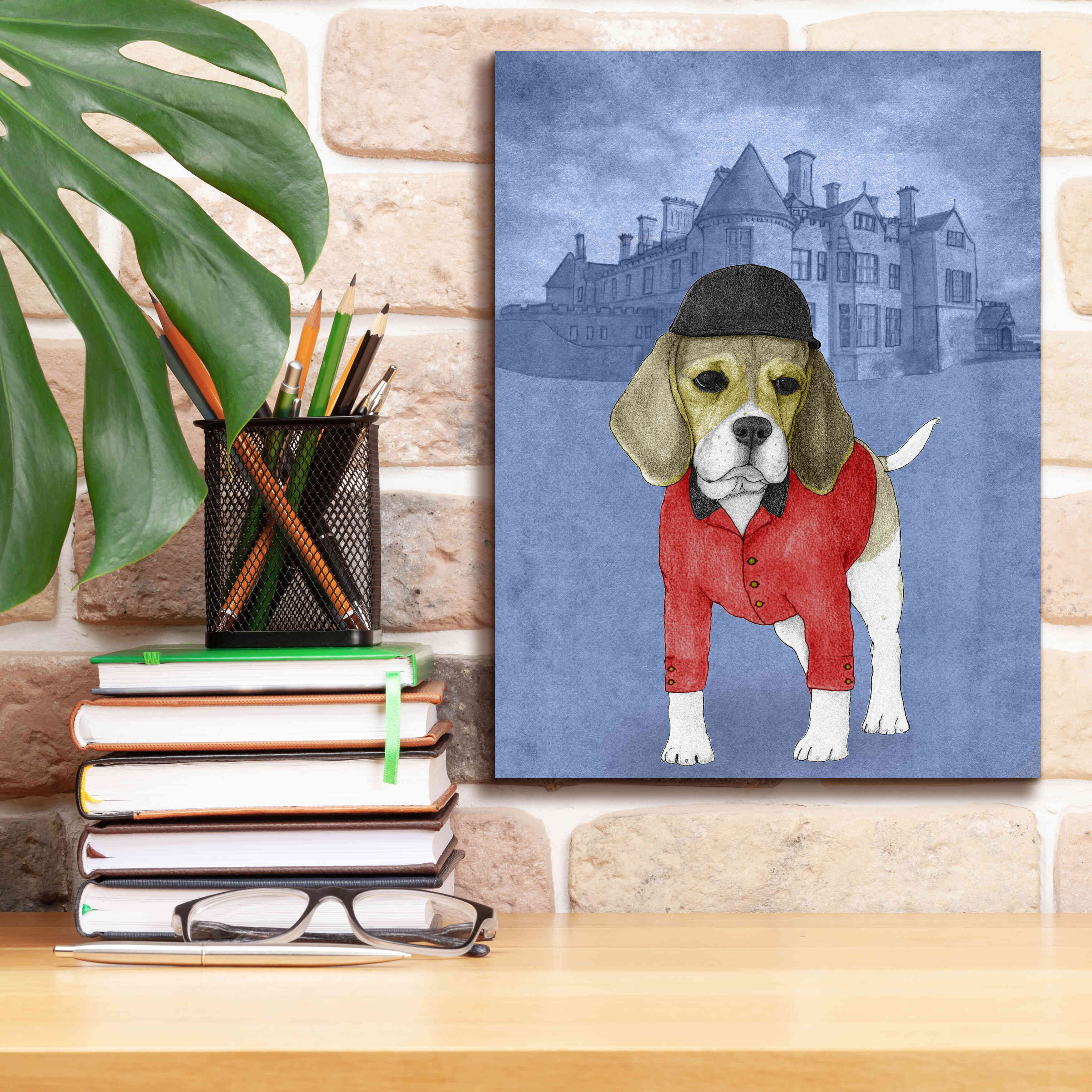 'Beagle with Beaulieu Palace' by Barruf Giclee Canvas Wall Art,12x16