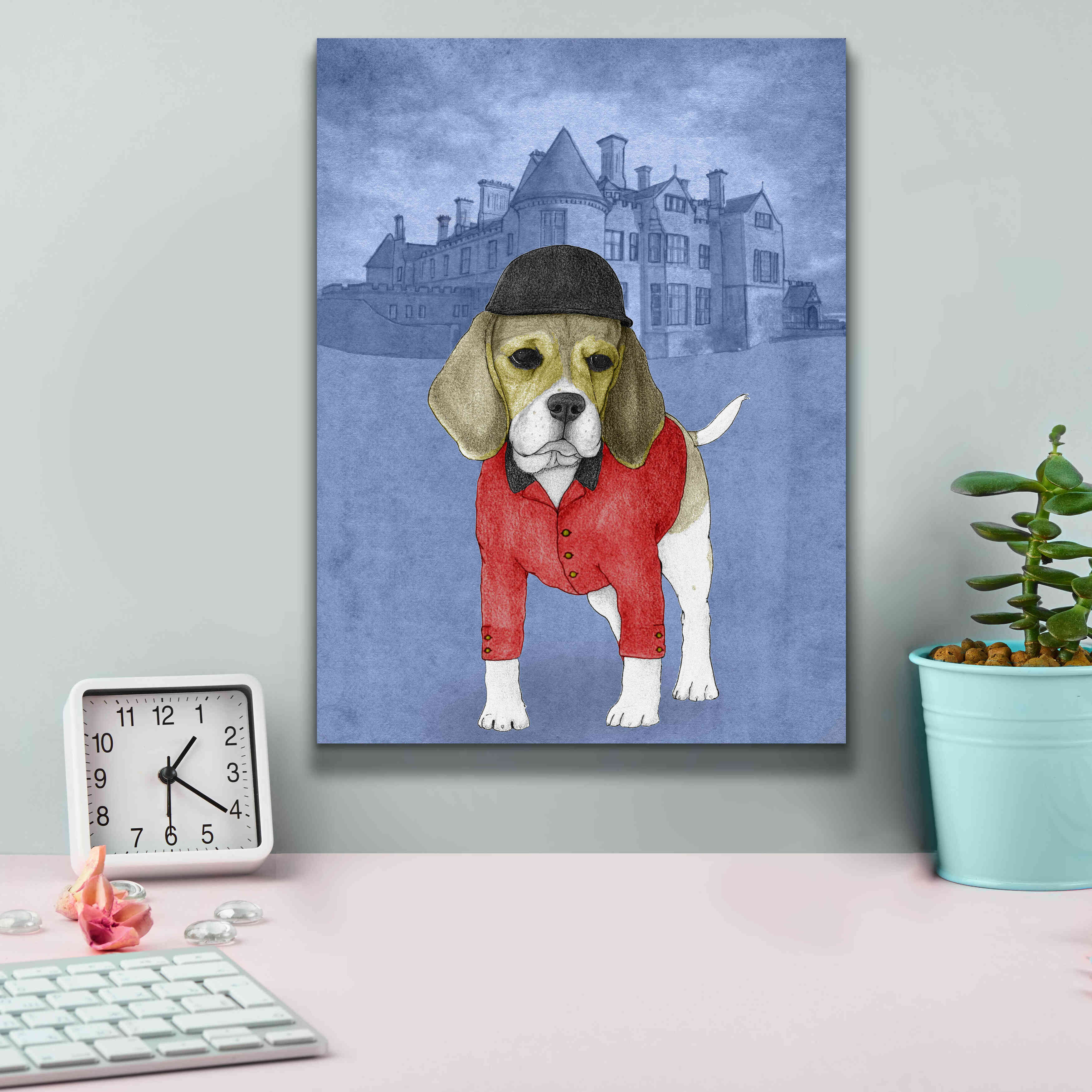 'Beagle with Beaulieu Palace' by Barruf Giclee Canvas Wall Art,12x16