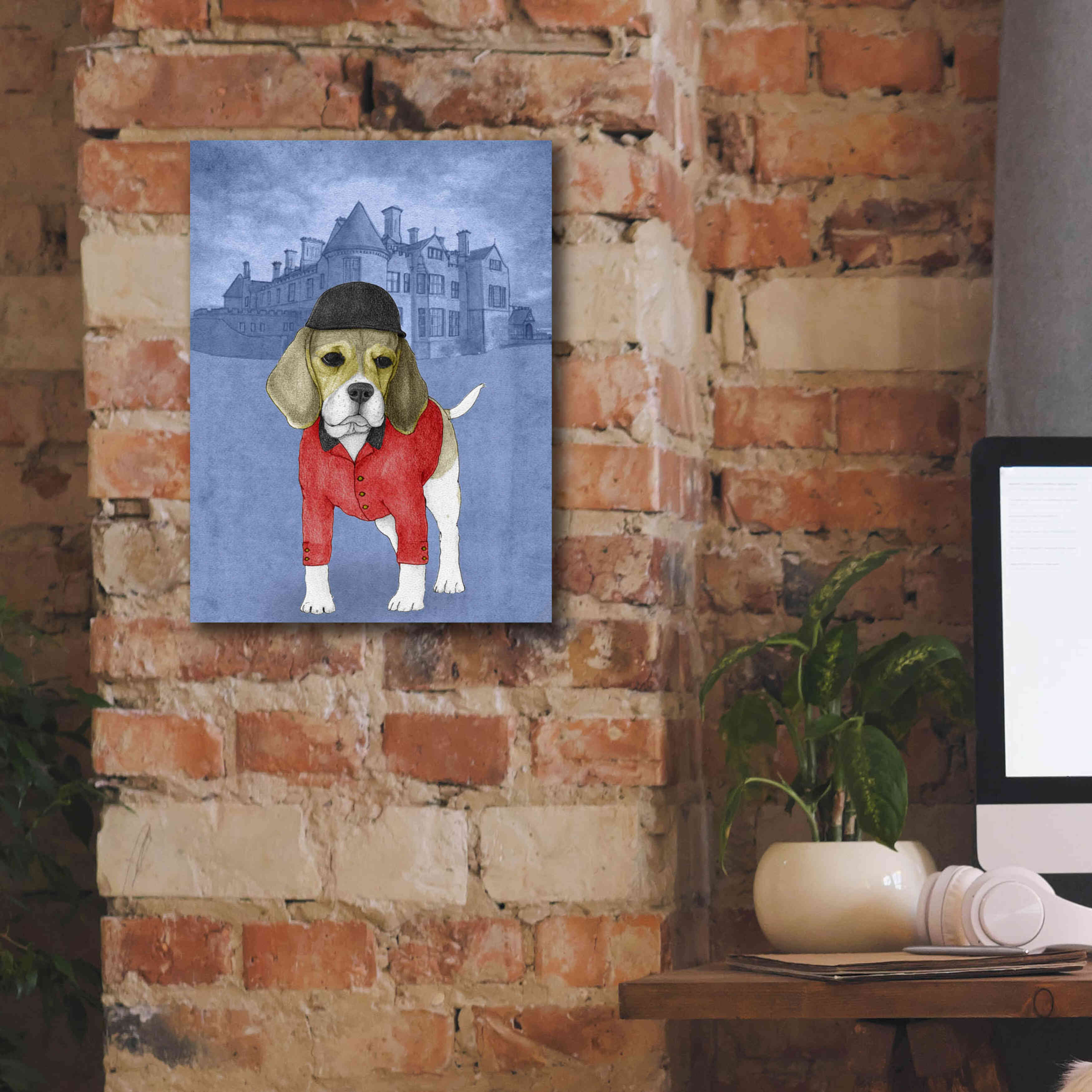 'Beagle with Beaulieu Palace' by Barruf Giclee Canvas Wall Art,12x16