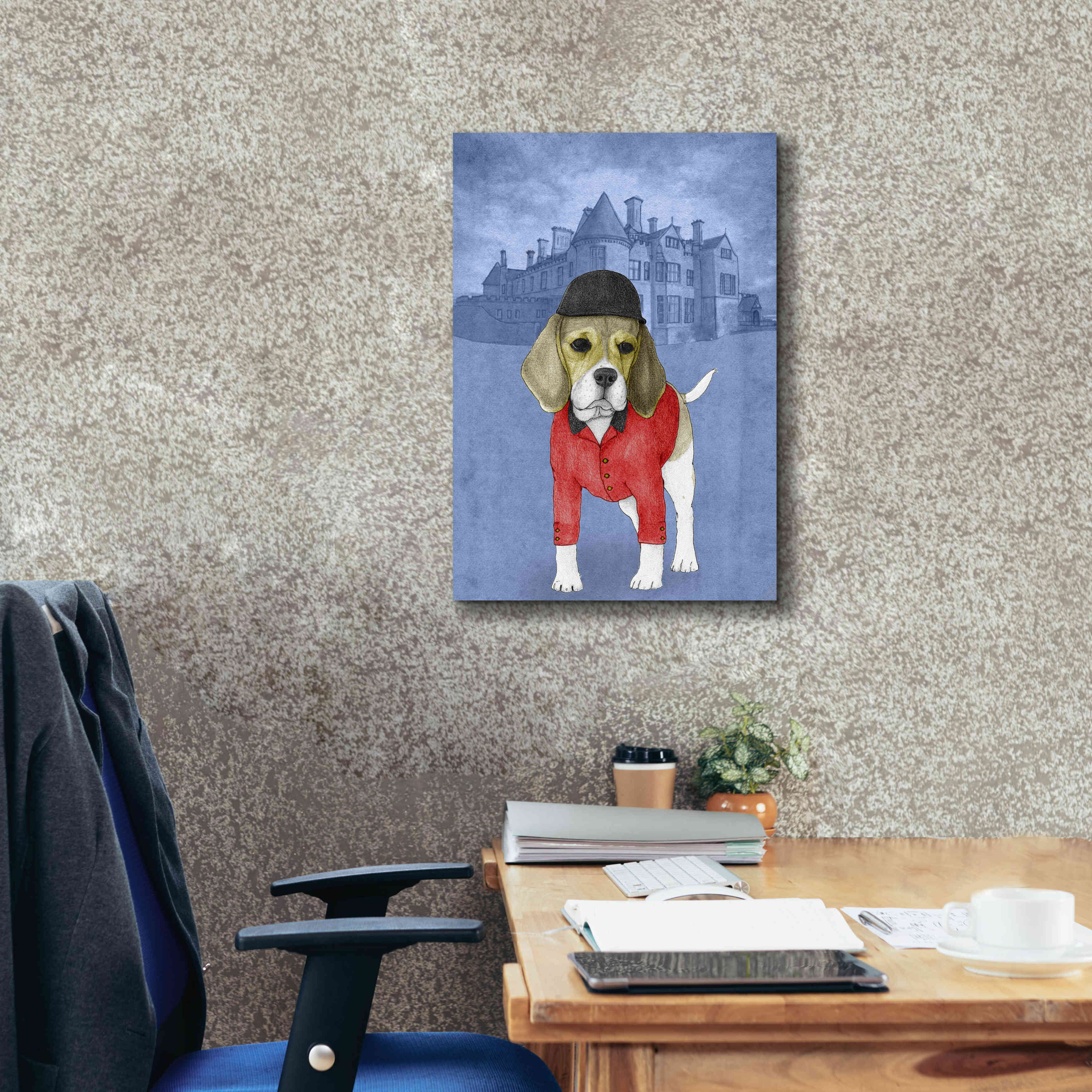 'Beagle with Beaulieu Palace' by Barruf Giclee Canvas Wall Art,18x26