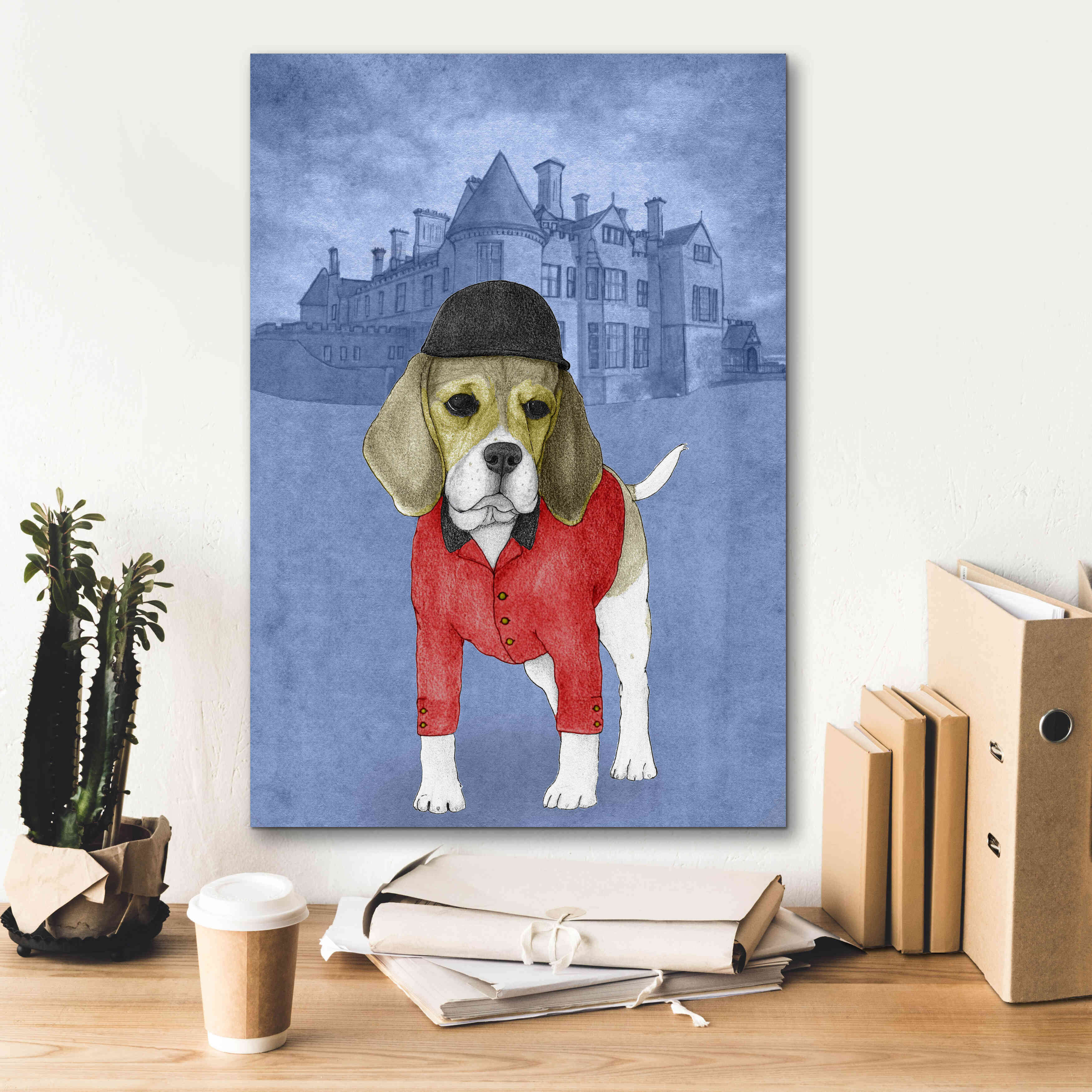 'Beagle with Beaulieu Palace' by Barruf Giclee Canvas Wall Art,18x26