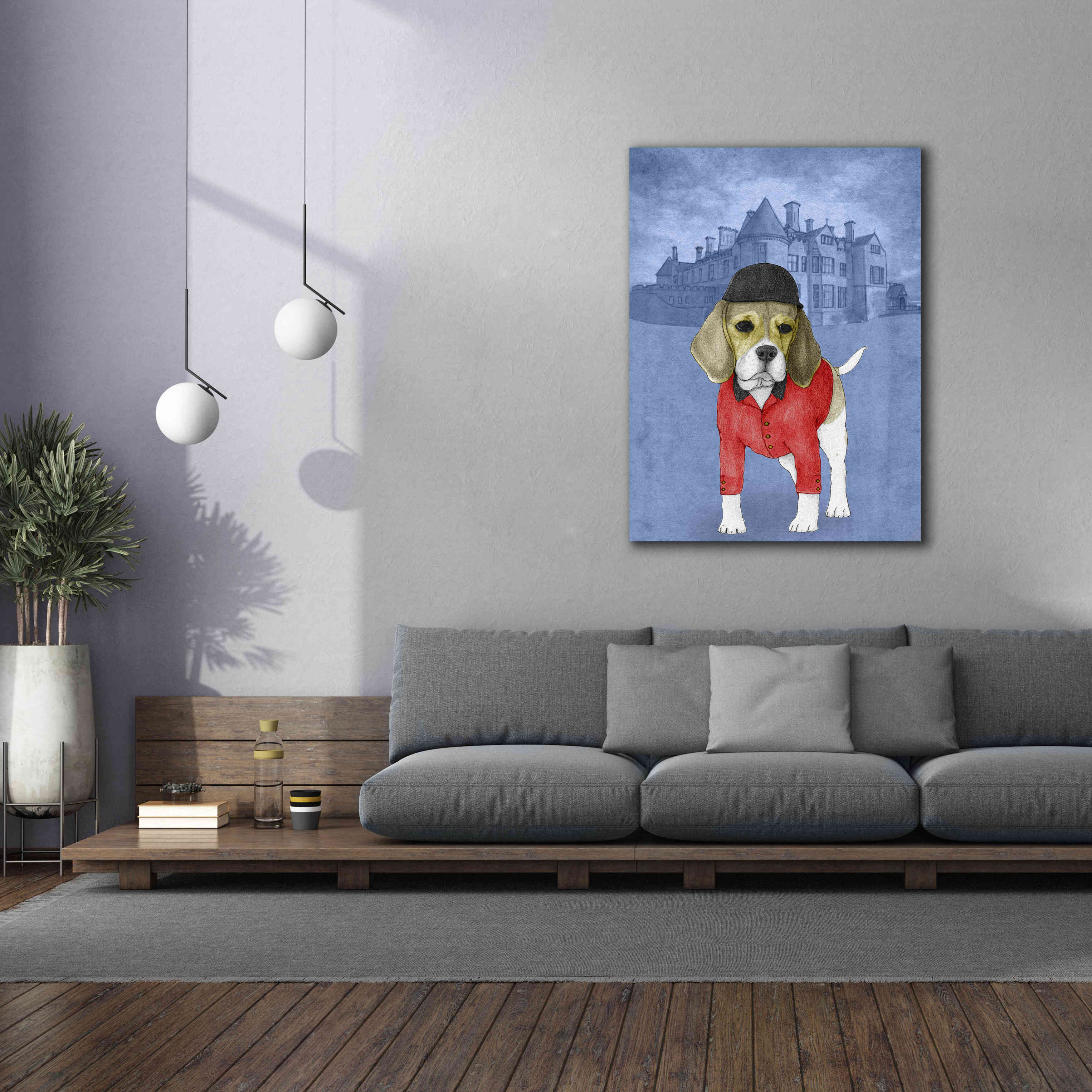 'Beagle with Beaulieu Palace' by Barruf Giclee Canvas Wall Art,40x54