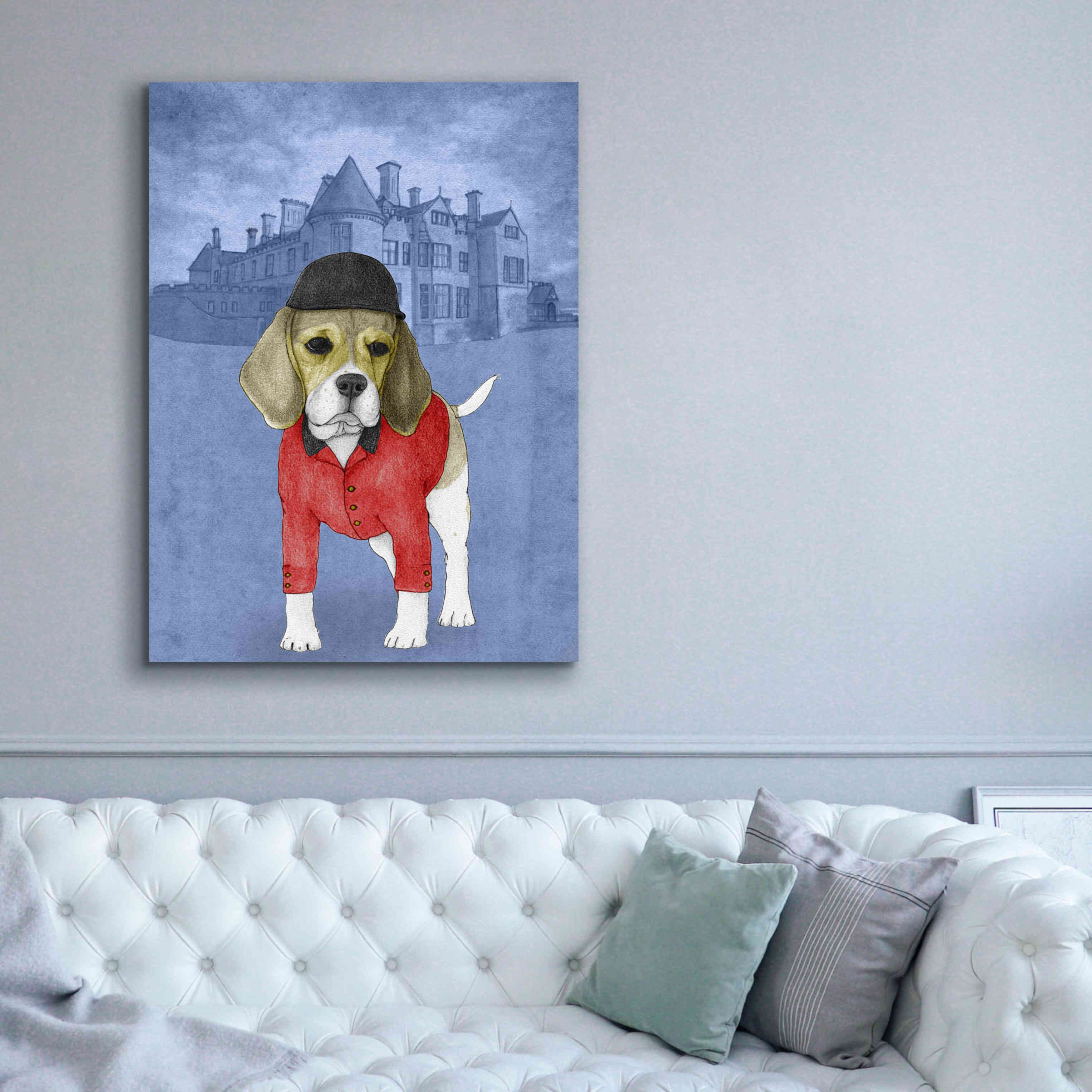 'Beagle with Beaulieu Palace' by Barruf Giclee Canvas Wall Art,40x54