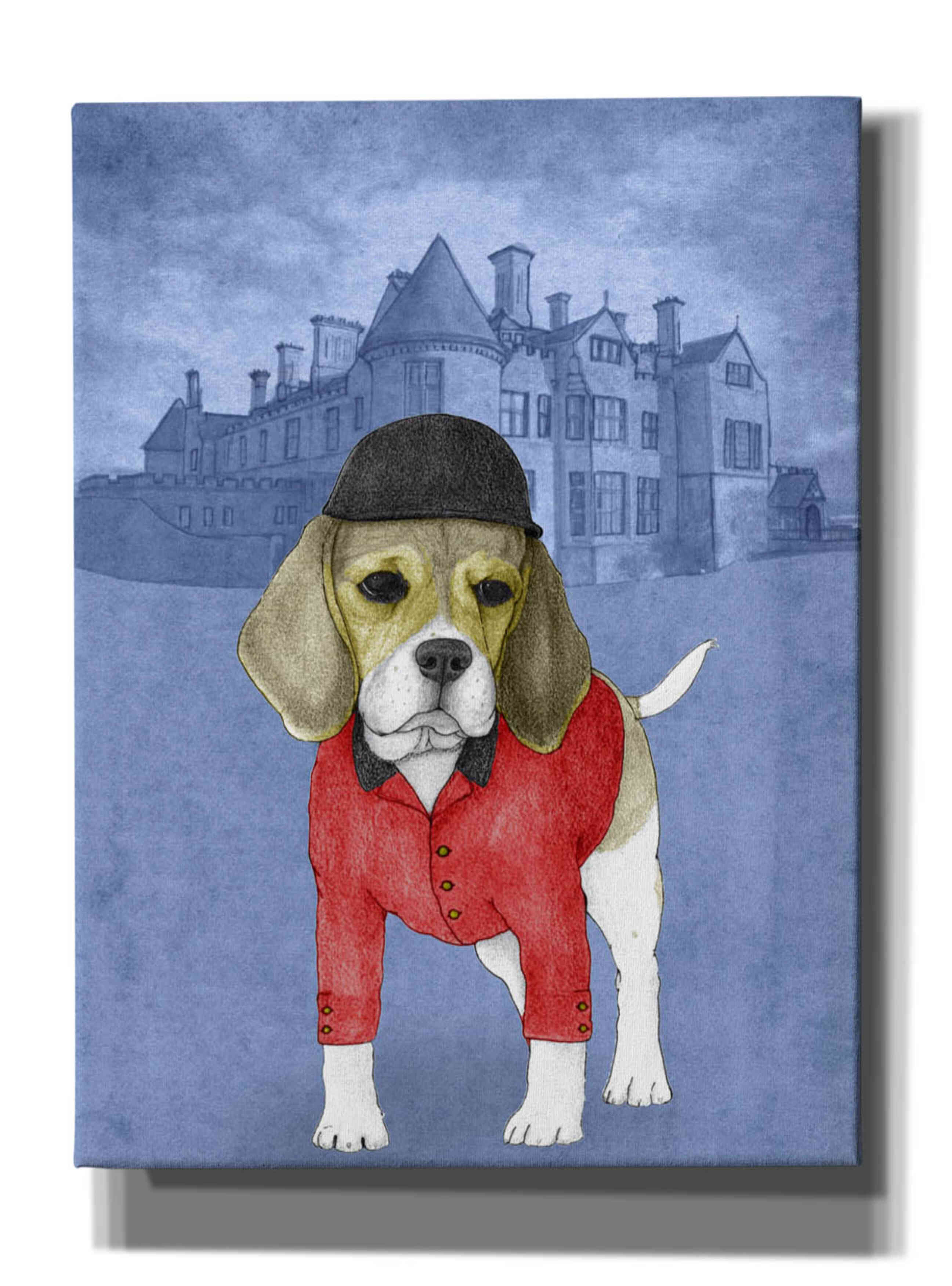 'Beagle with Beaulieu Palace' by Barruf Giclee Canvas Wall Art