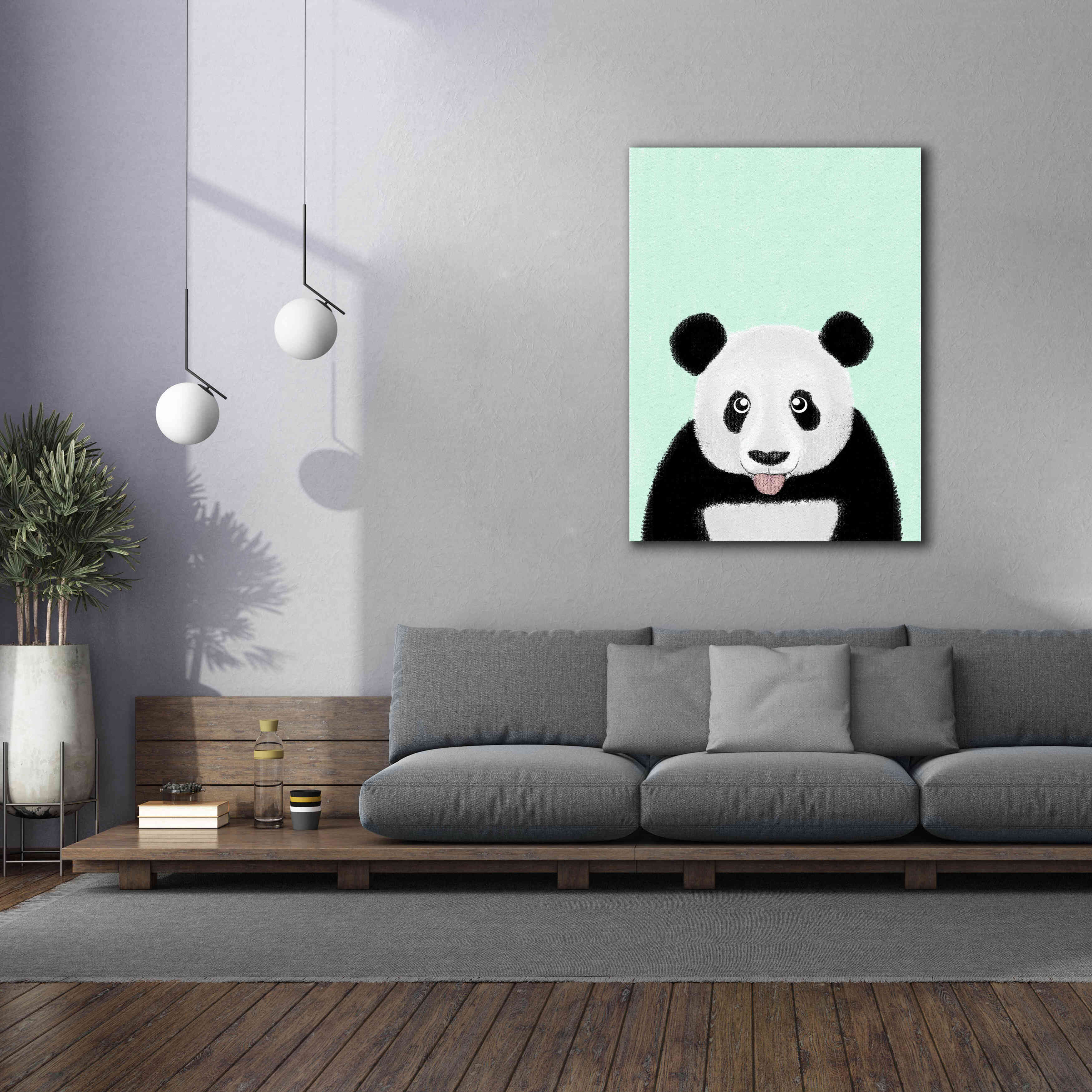 'Cute Panda' by Barruf Giclee Canvas Wall Art,40x54