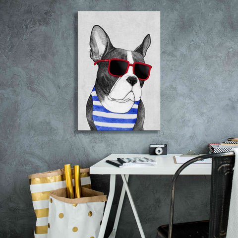 Image of 'Frenchie Summer Style' by Barruf Giclee Canvas Wall Art,18x26