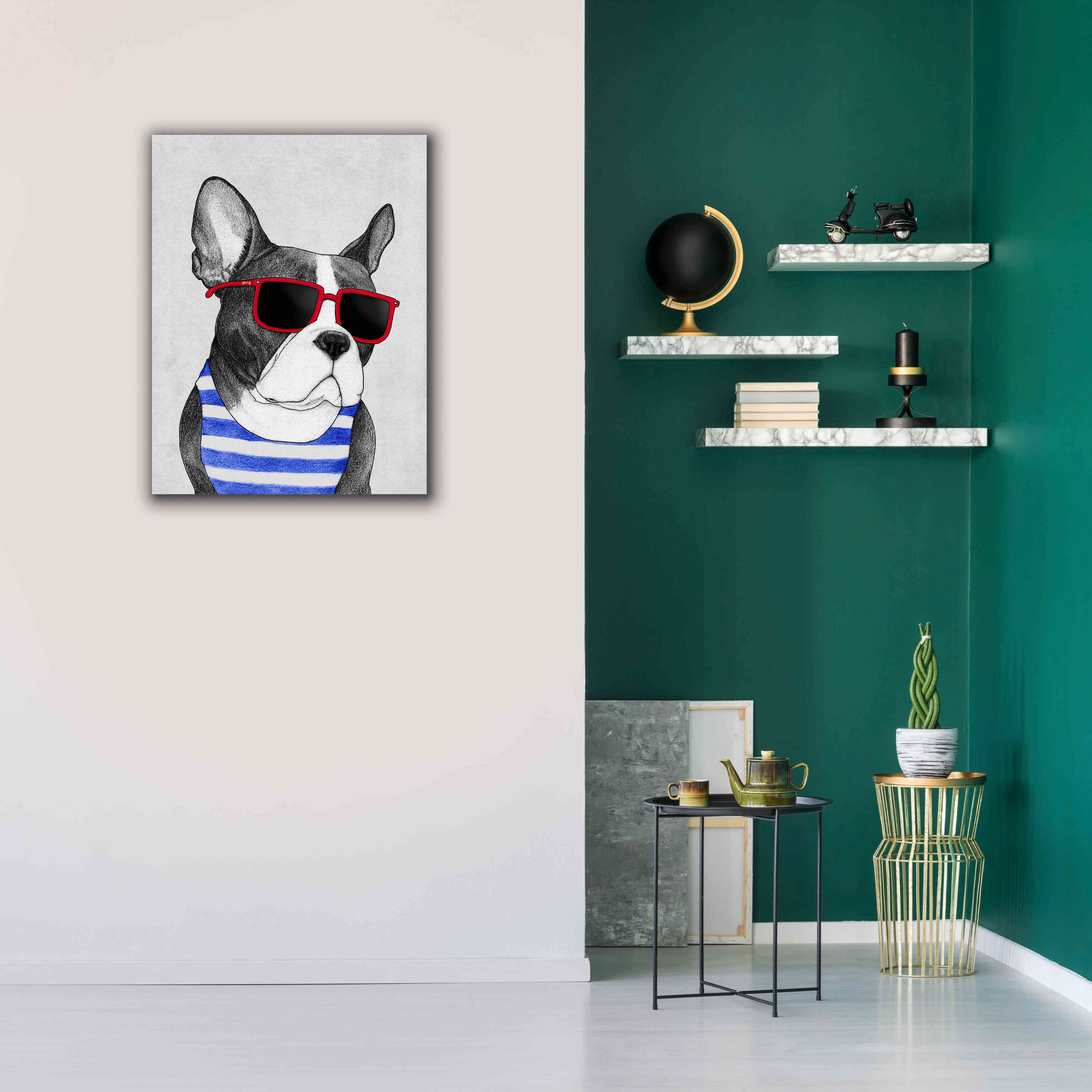 'Frenchie Summer Style' by Barruf Giclee Canvas Wall Art,26x34