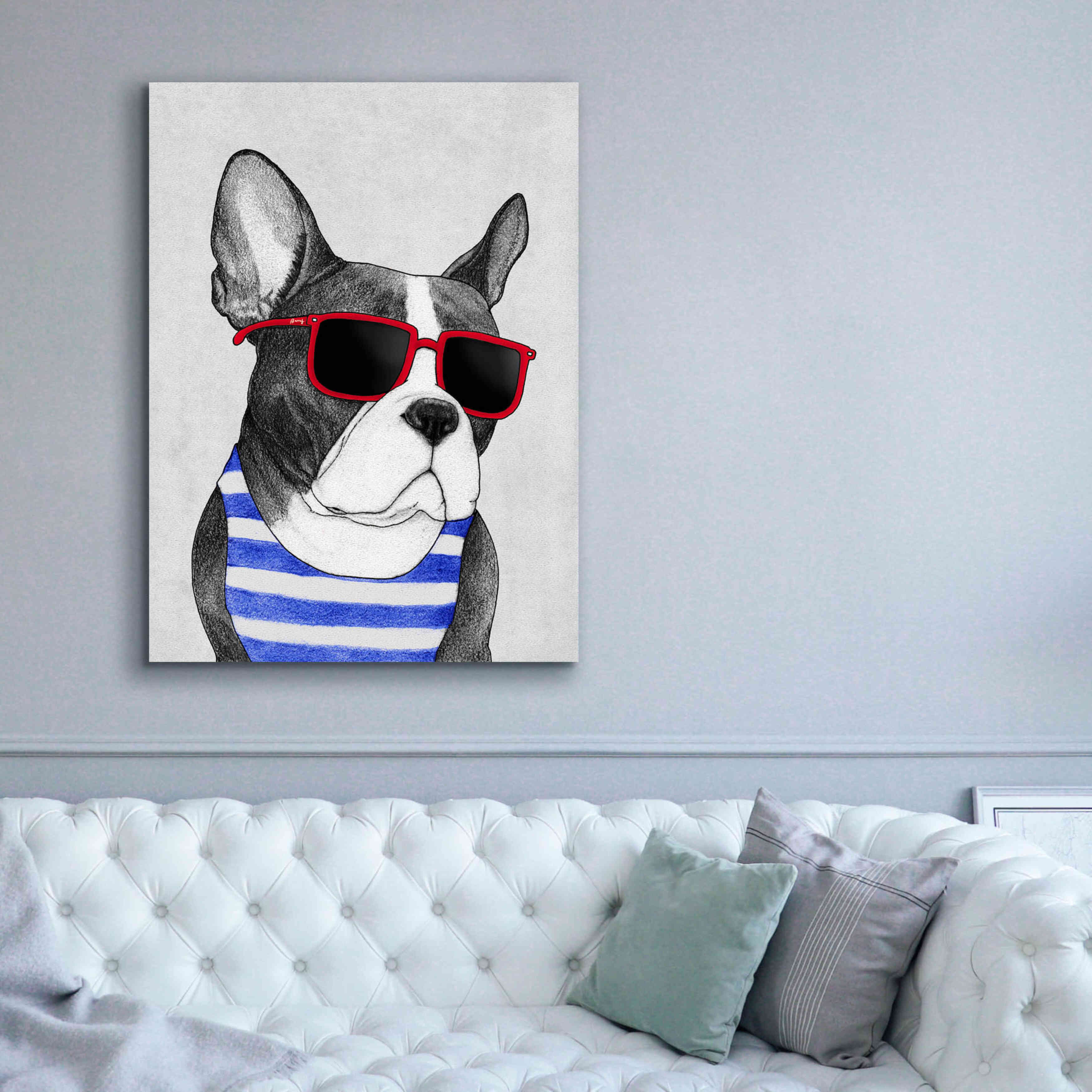 'Frenchie Summer Style' by Barruf Giclee Canvas Wall Art,40x54