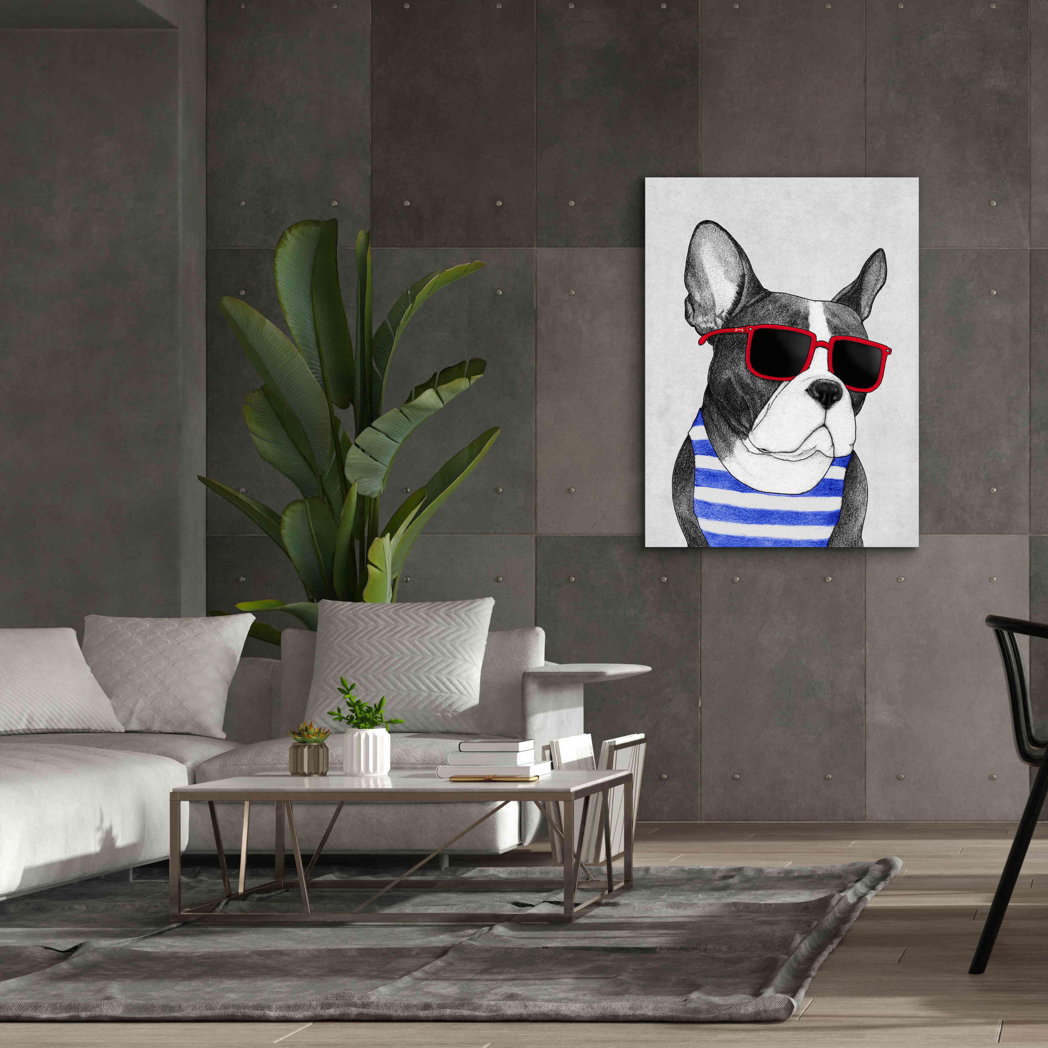 'Frenchie Summer Style' by Barruf Giclee Canvas Wall Art,40x54