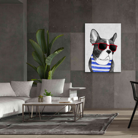 Image of 'Frenchie Summer Style' by Barruf Giclee Canvas Wall Art,40x54