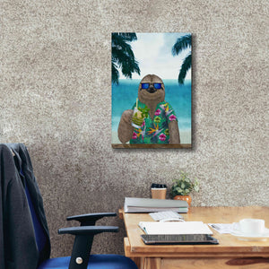 'Sloth on Summer Holidays' by Barruf Giclee Canvas Wall Art,18x26