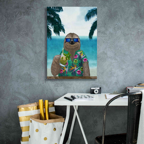 Image of 'Sloth on Summer Holidays' by Barruf Giclee Canvas Wall Art,18x26