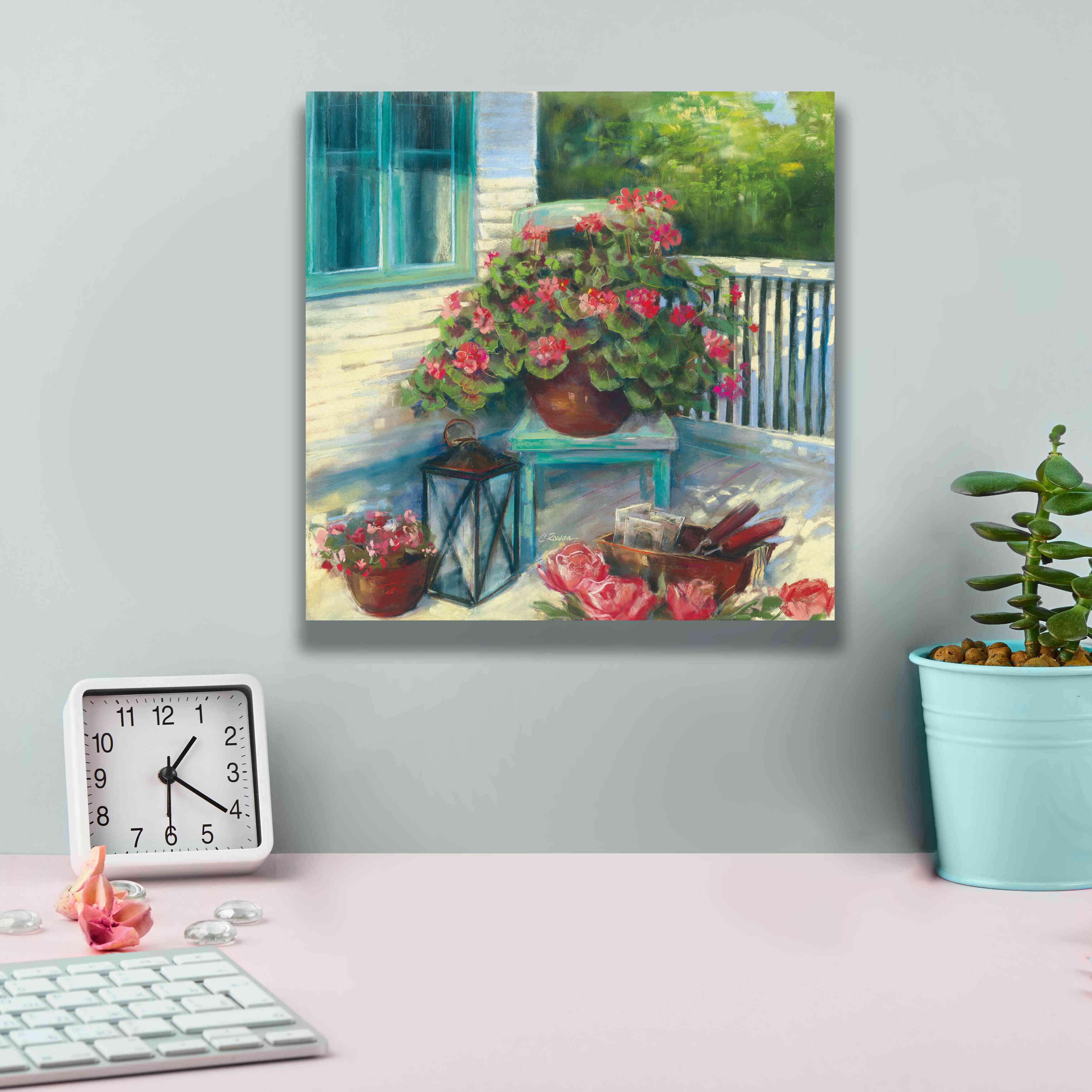 'Porch Geraniums' by Carol Rowan, Giclee Canvas Wall Art,12x12