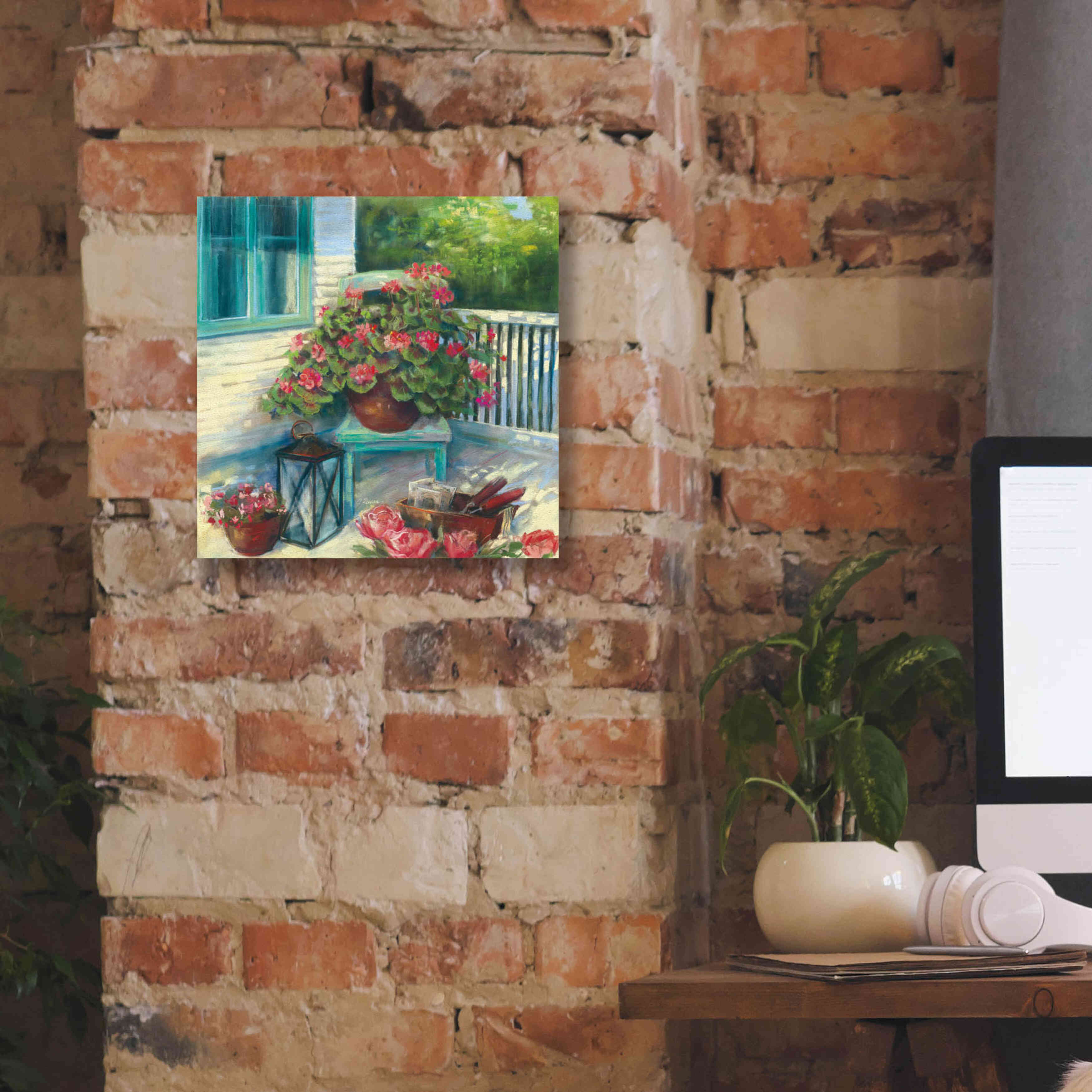 'Porch Geraniums' by Carol Rowan, Giclee Canvas Wall Art,12x12