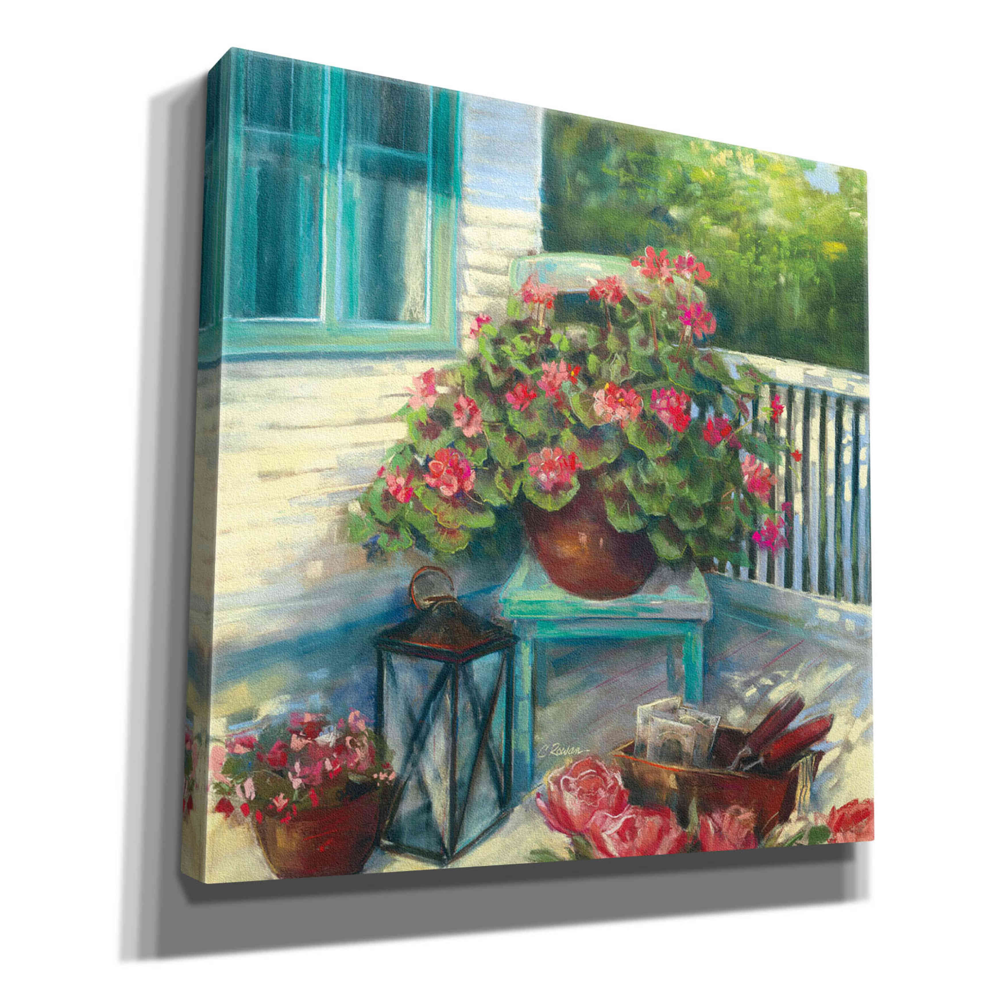 'Porch Geraniums' by Carol Rowan, Giclee Canvas Wall Art