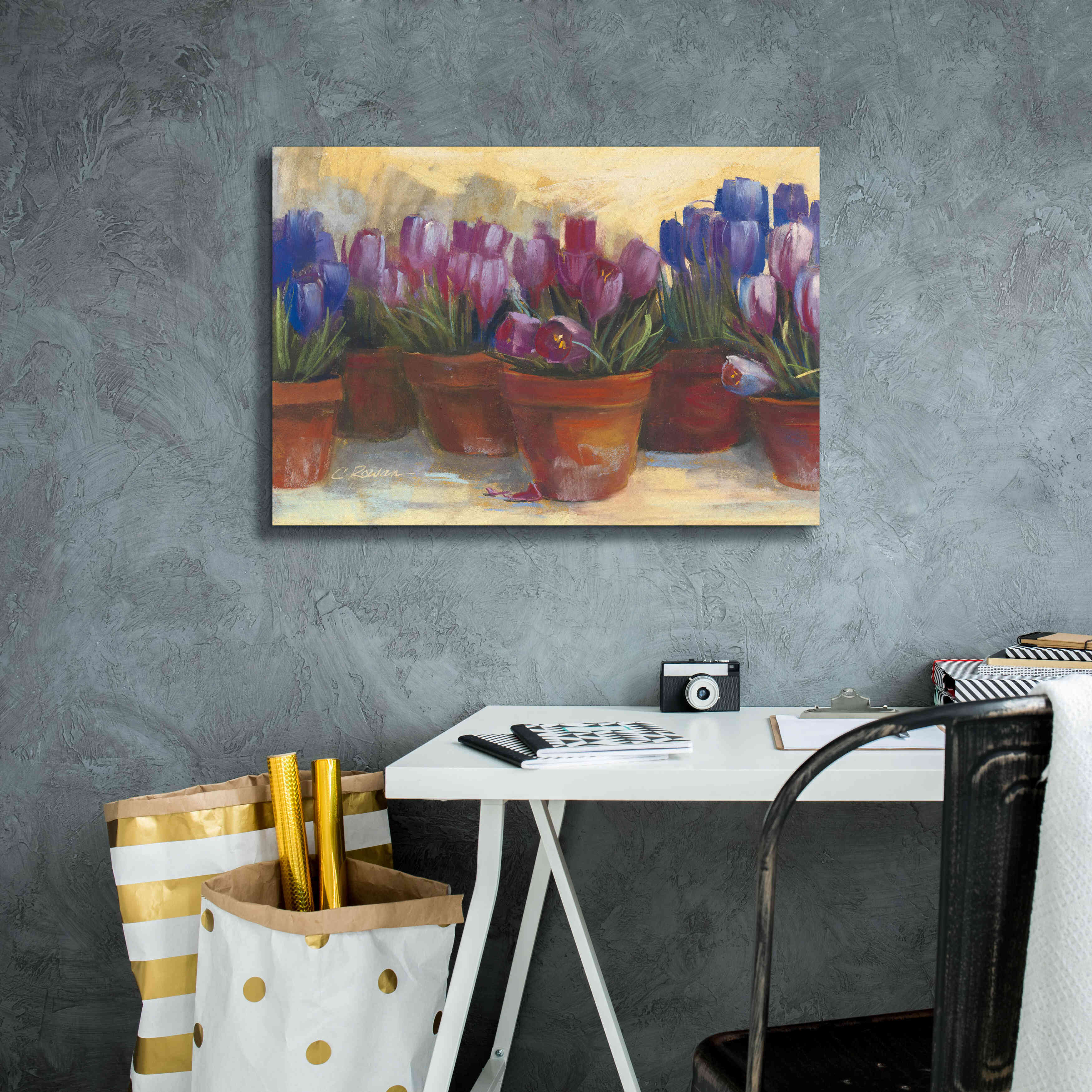 'Spring Crocus' by Carol Rowan, Giclee Canvas Wall Art,26x18