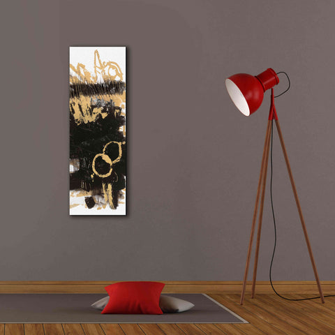 Image of 'Gold And Black Abstract Panel II' by Mike Schick, Giclee Canvas Wall Art,12x36