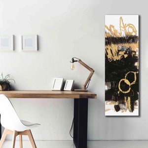 'Gold And Black Abstract Panel II' by Mike Schick, Giclee Canvas Wall Art,20x60