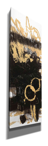 Image of 'Gold And Black Abstract Panel II' by Mike Schick, Giclee Canvas Wall Art