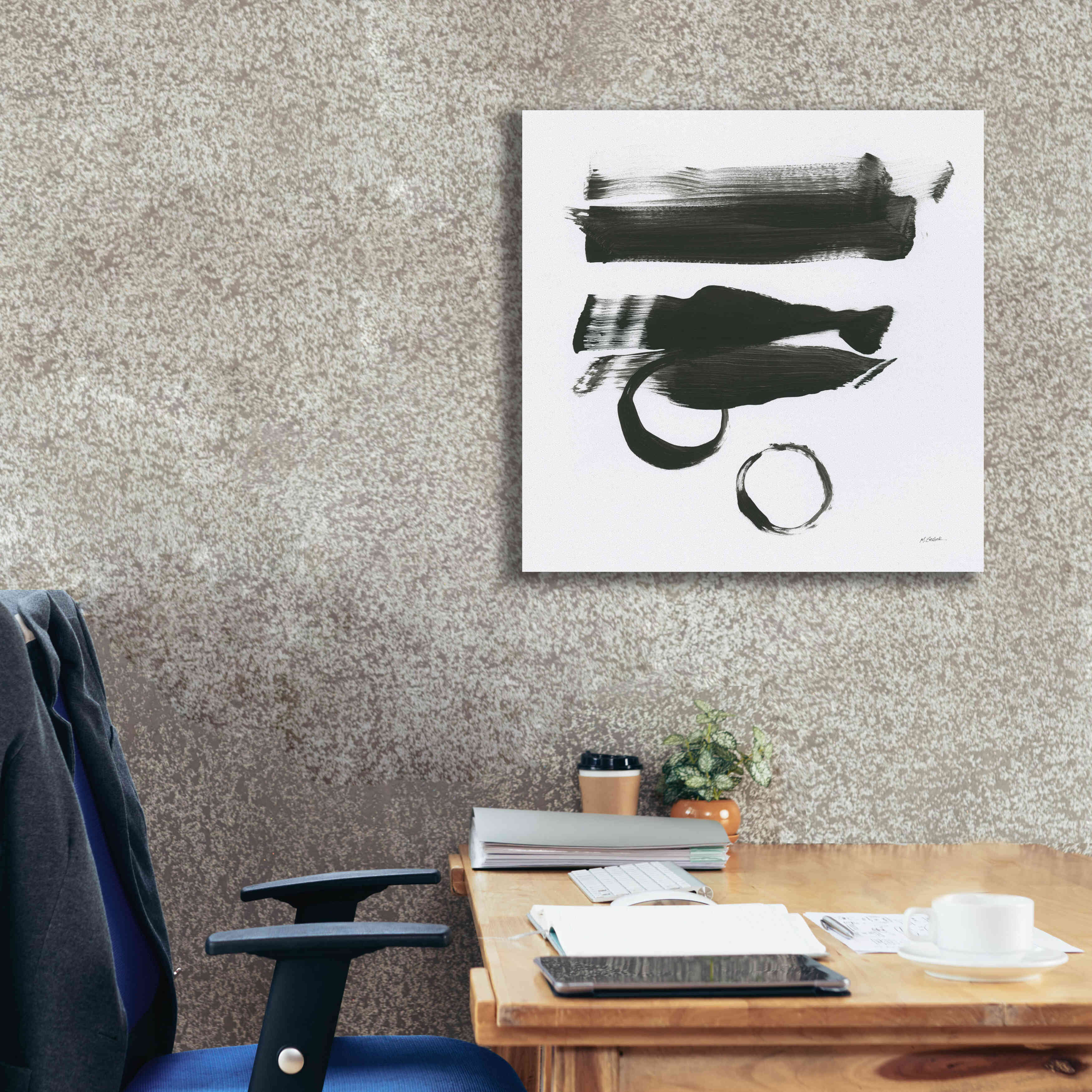 'Gold And Black Elements XVI' by Mike Schick, Giclee Canvas Wall Art,26x26