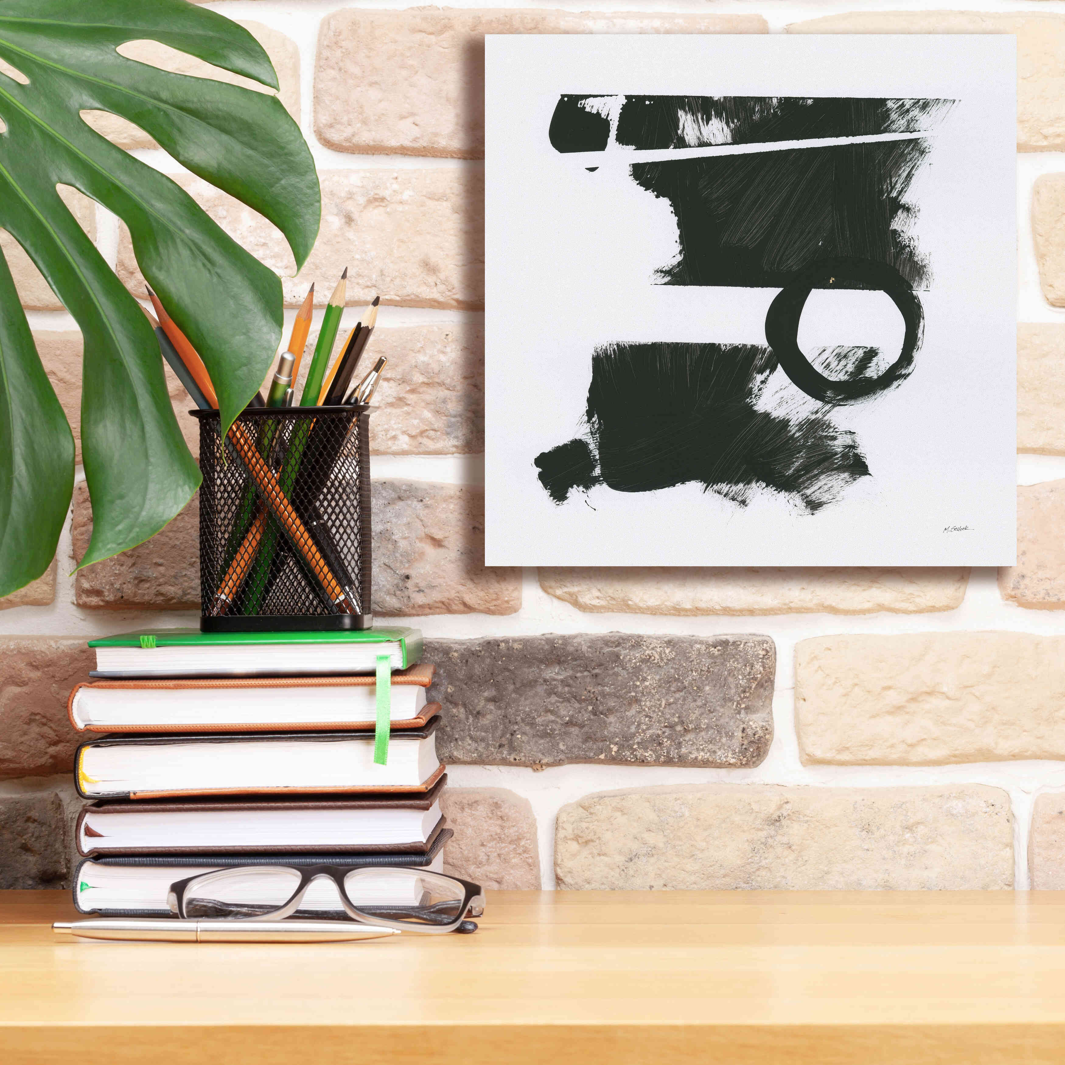 'Gold And Black Elements XVII' by Mike Schick, Giclee Canvas Wall Art,12x12