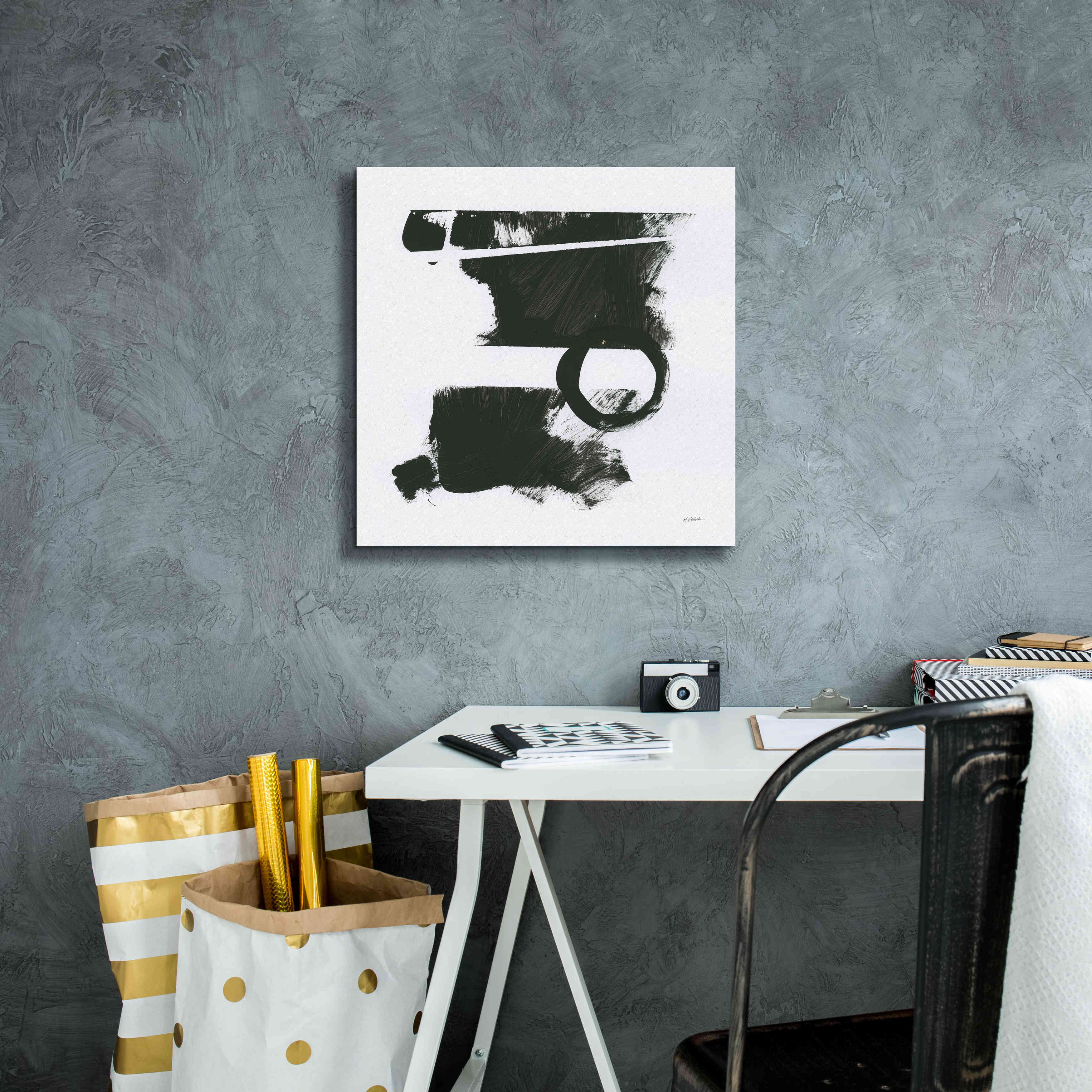 'Gold And Black Elements XVII' by Mike Schick, Giclee Canvas Wall Art,18x18