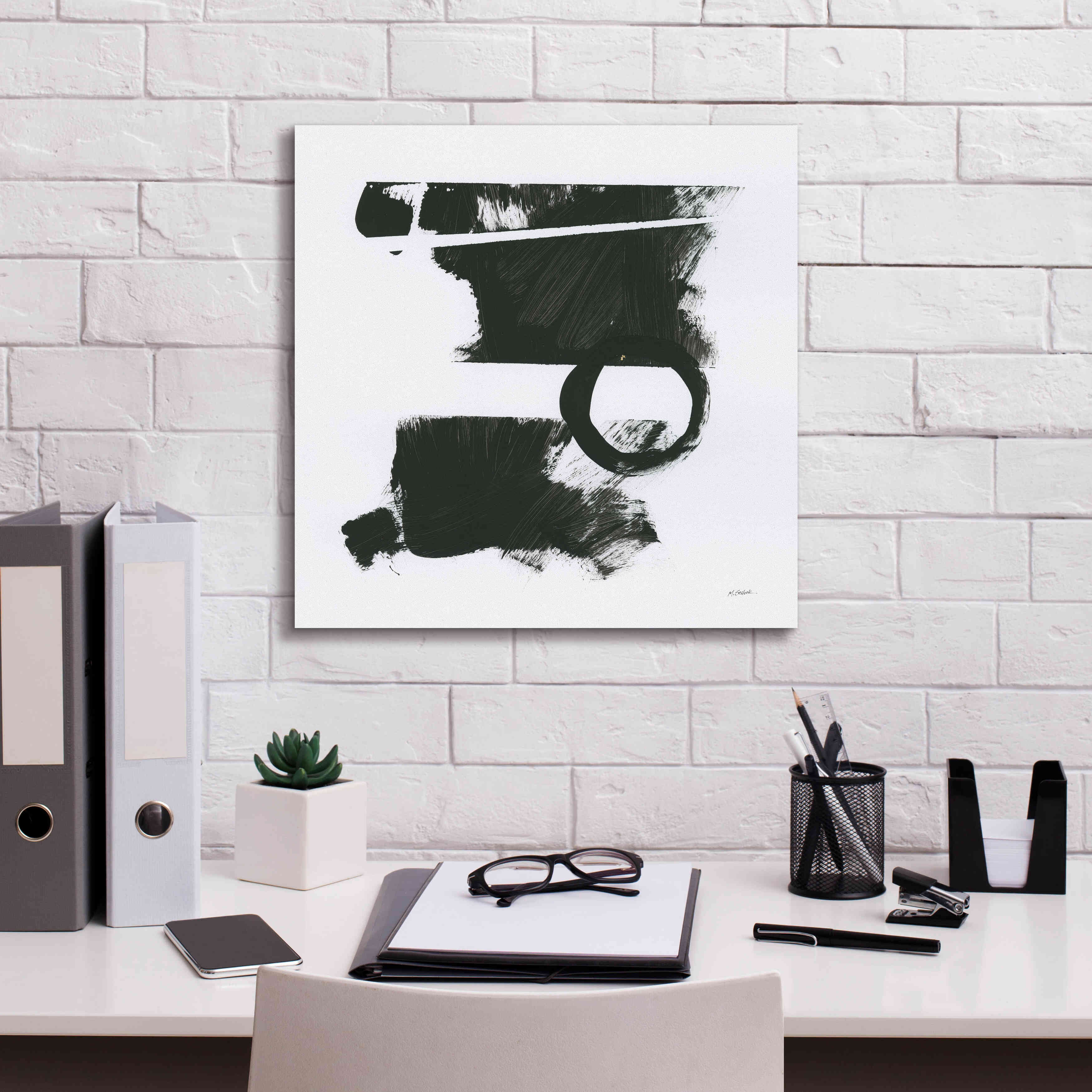 'Gold And Black Elements XVII' by Mike Schick, Giclee Canvas Wall Art,18x18